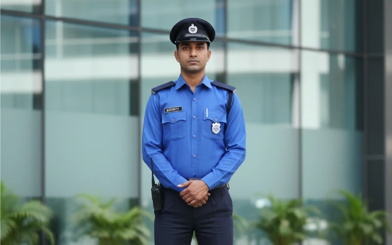 Security personnel ensuring safety at a commercial building